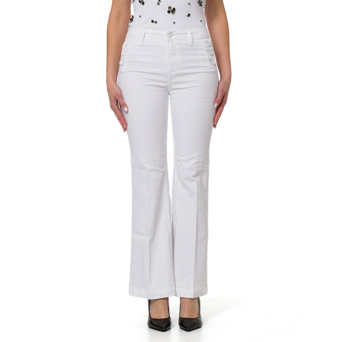 Pantaloni flare con bottoni logati Liu Jo