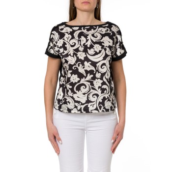 T-shirt con inserto in twill stampato Liu Jo