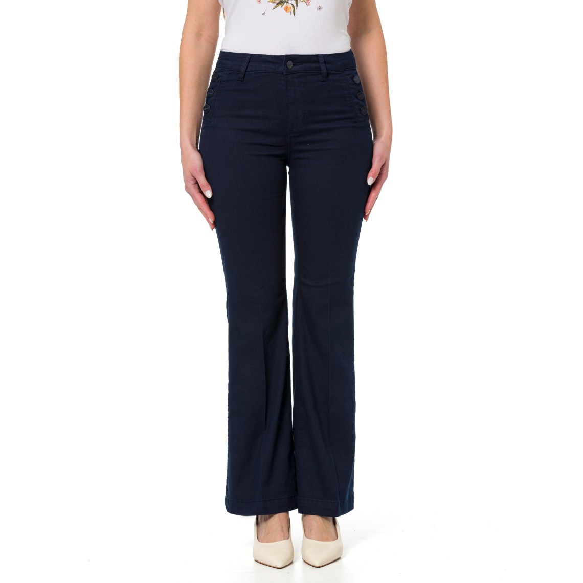 Pantaloni flare con bottoni logati Liu Jo