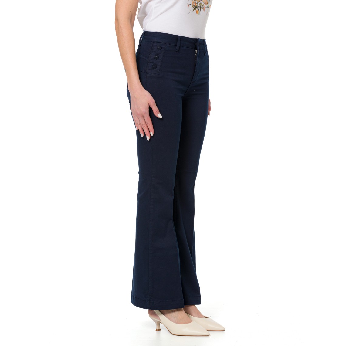 Pantaloni flare con bottoni logati Liu Jo