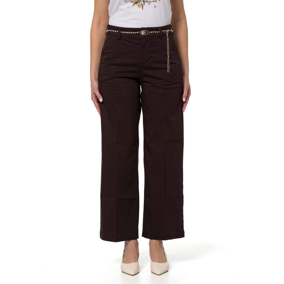 Pantaloni flare a vita alta con cintura Liu Jo