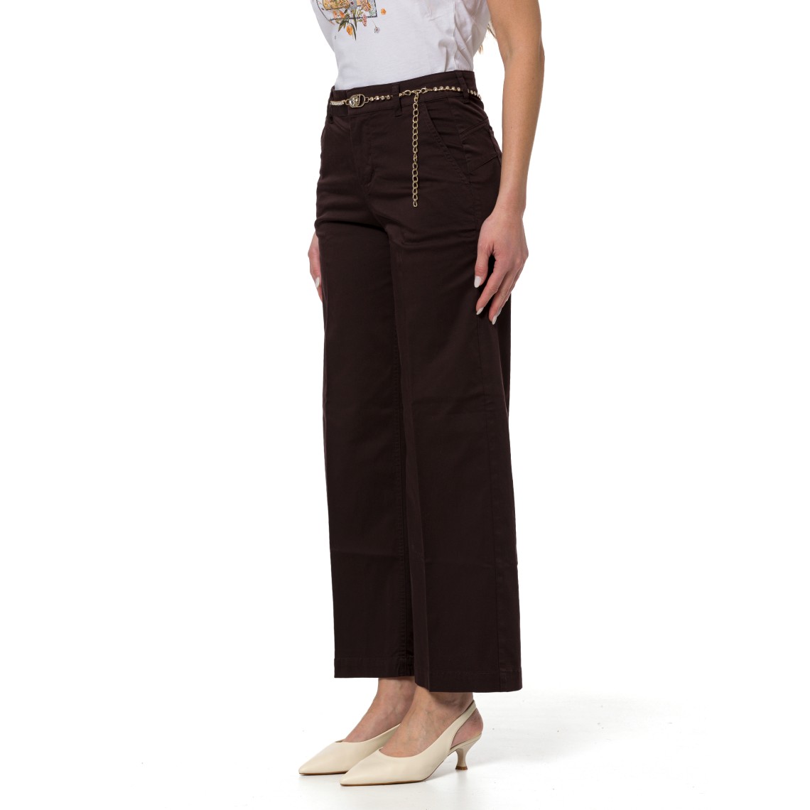Pantaloni flare a vita alta con cintura Liu Jo