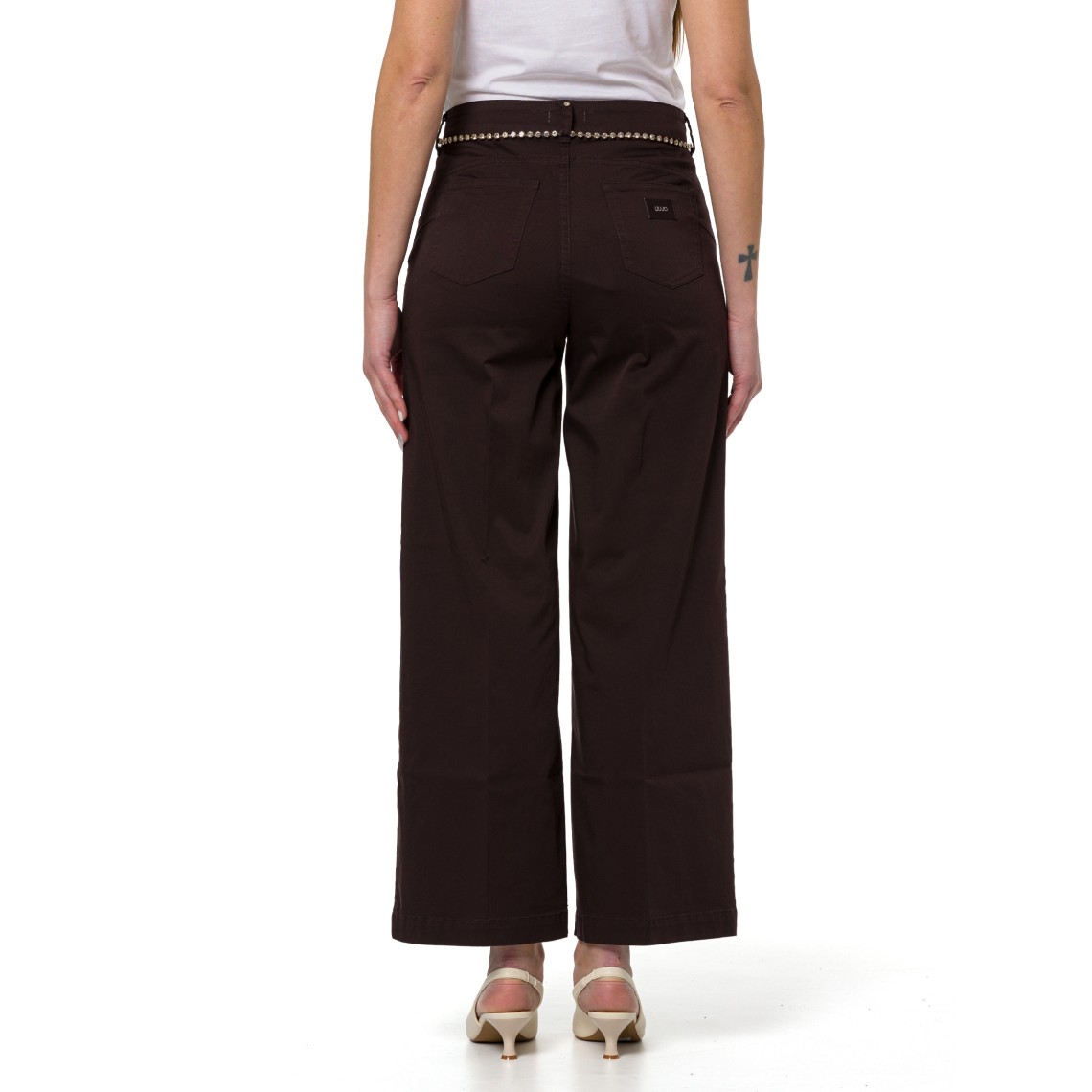 Pantaloni flare a vita alta con cintura Liu Jo