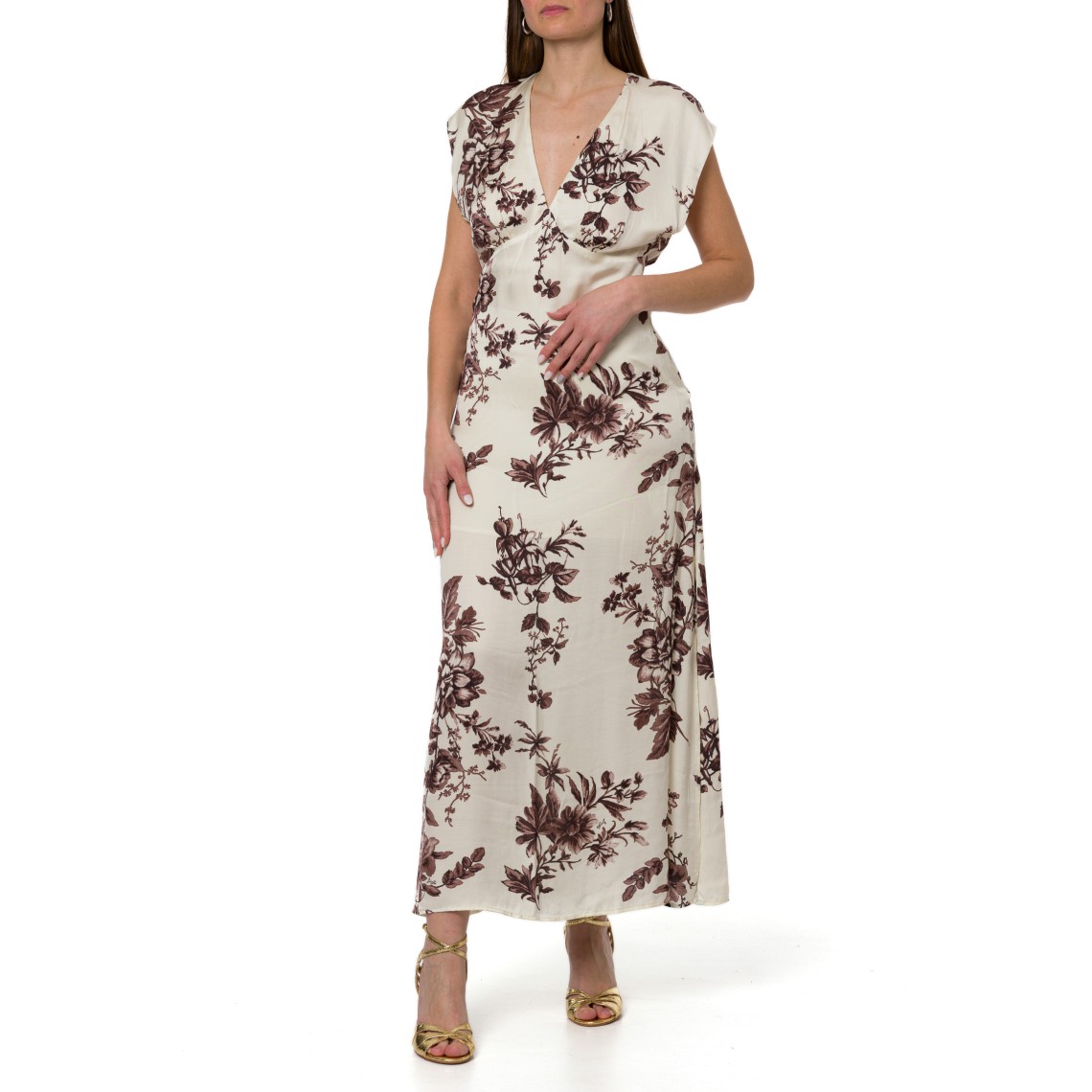 Abito kimono in raso stampato Liu Jo con scollo a V