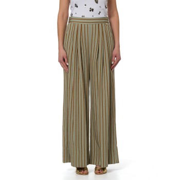 Pantaloni wide-leg in rayon a righe Liu Jo