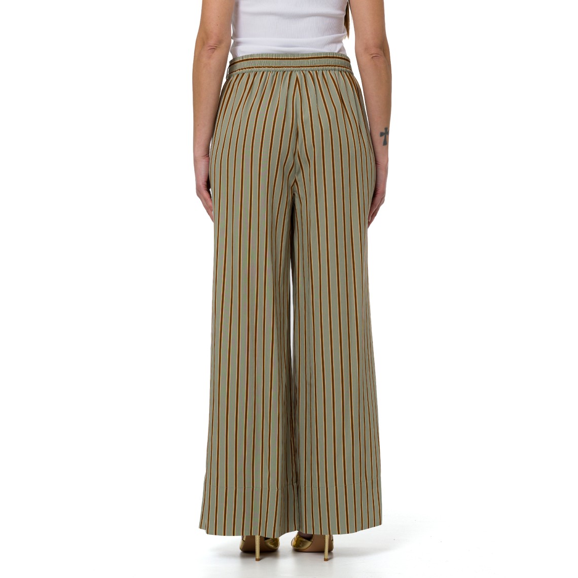 Pantaloni wide-leg in rayon a righe Liu Jo