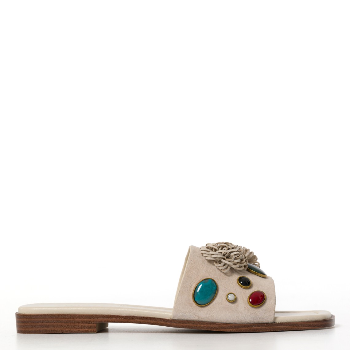 Ciabatte in camoscio Twinset con pietre applicate