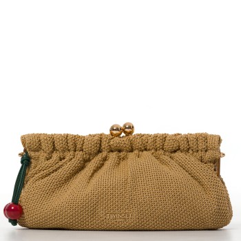 Borsa clutch in rafia con charm Twinset