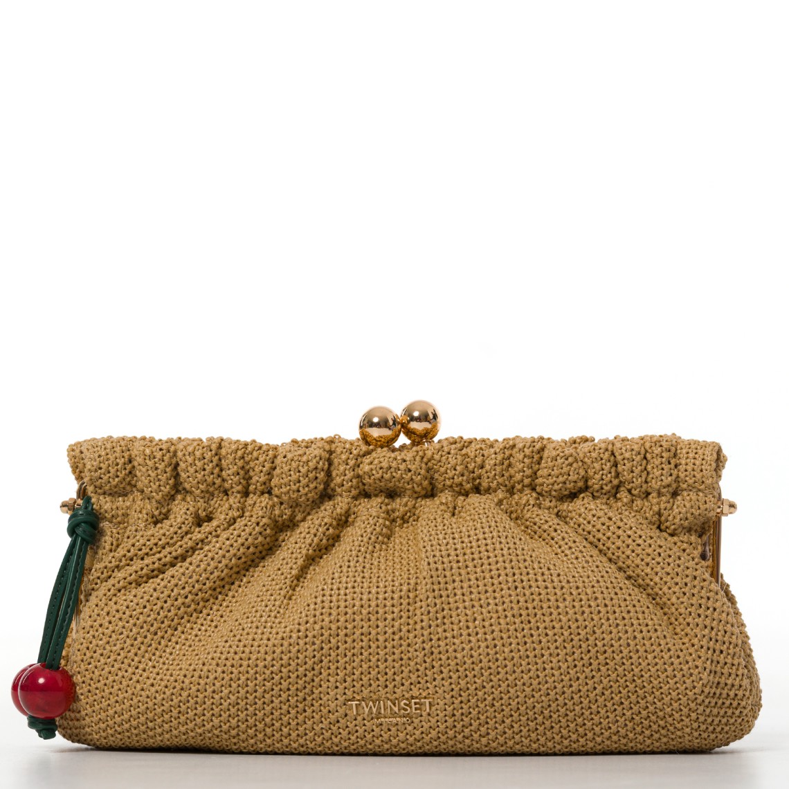 Borsa clutch in rafia con charm Twinset