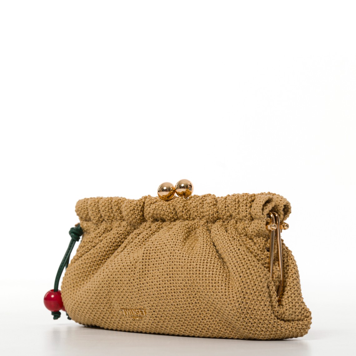Borsa clutch in rafia con charm Twinset