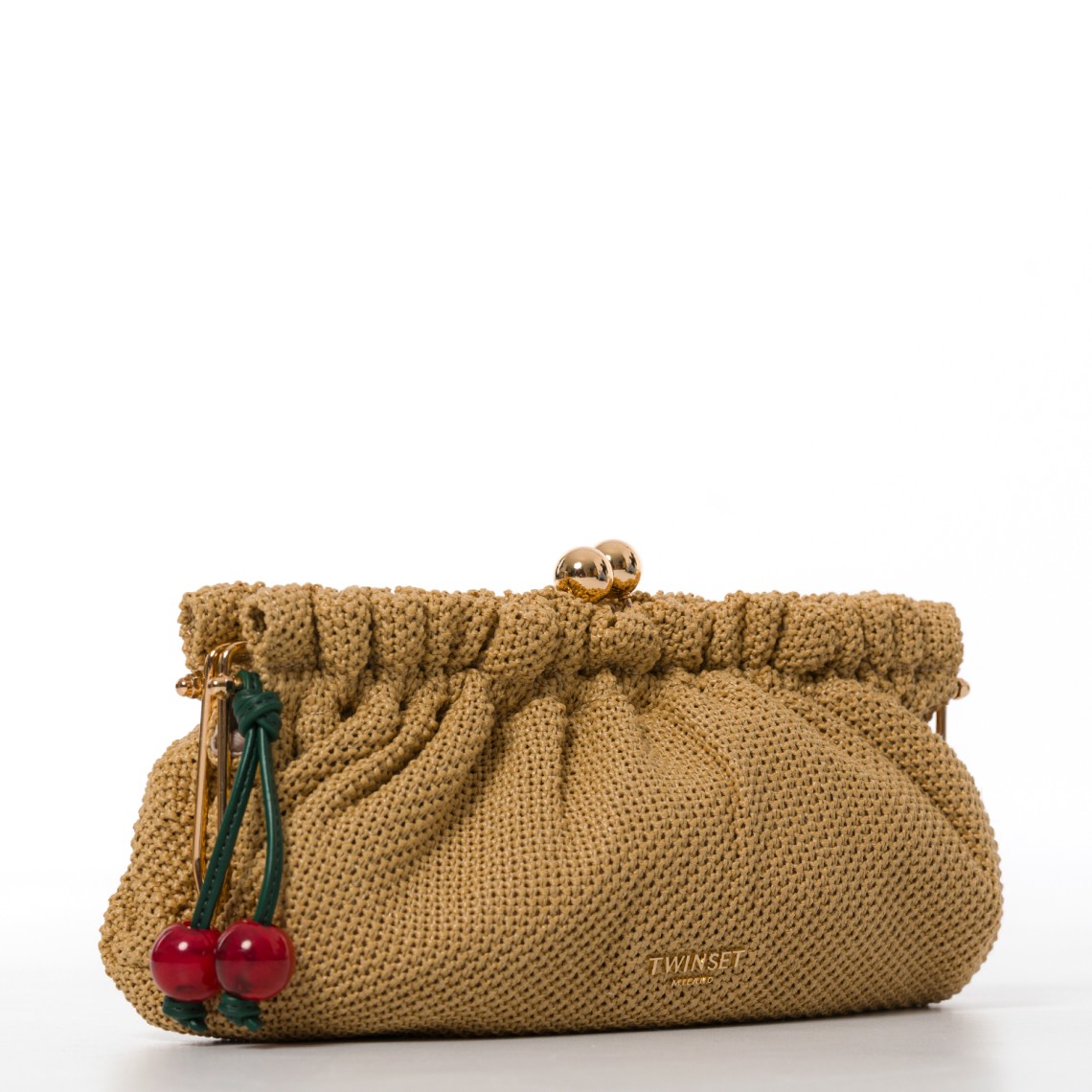 Borsa clutch in rafia con charm Twinset