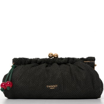Borsa clutch in rafia con charm Twinset