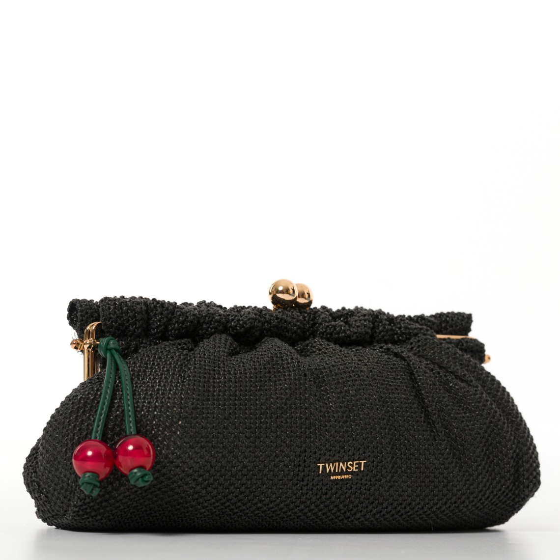 Borsa clutch in rafia con charm Twinset