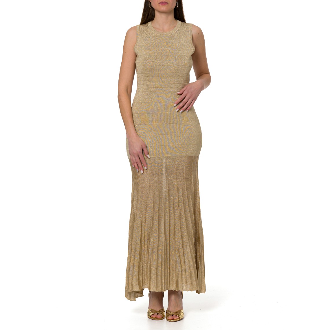 Abito lungo in maglia con lurex Twinset