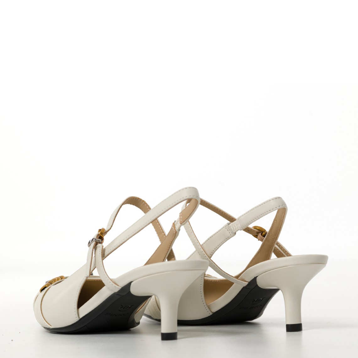 Slingback Gloria 18 in pelle con dettaglio lettering in metallo Pinko