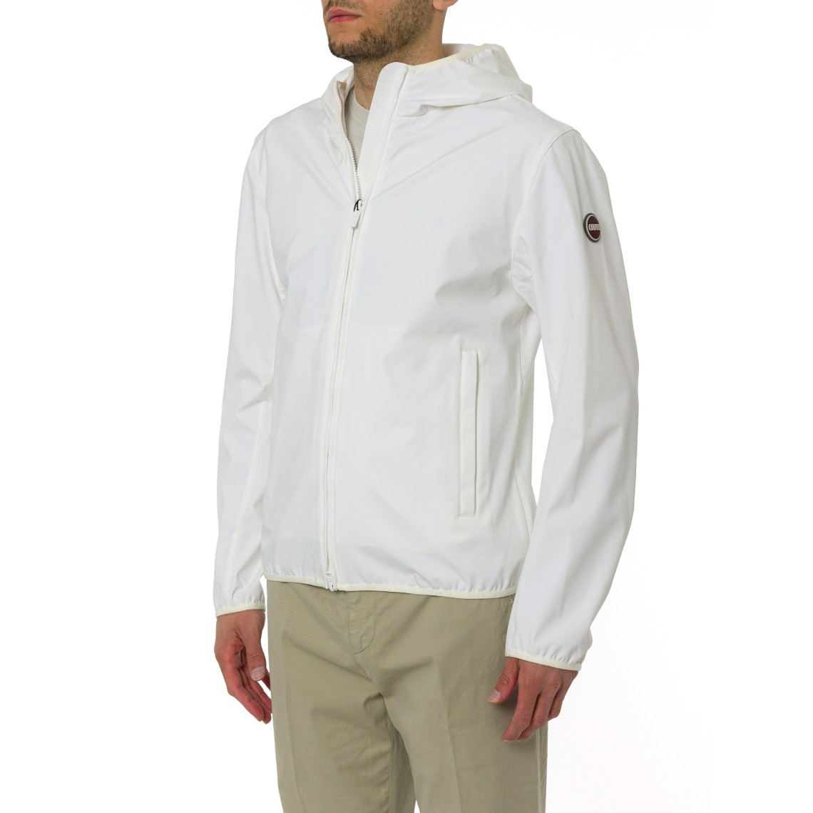 Giacca in softshell con cappuccio Colmar
