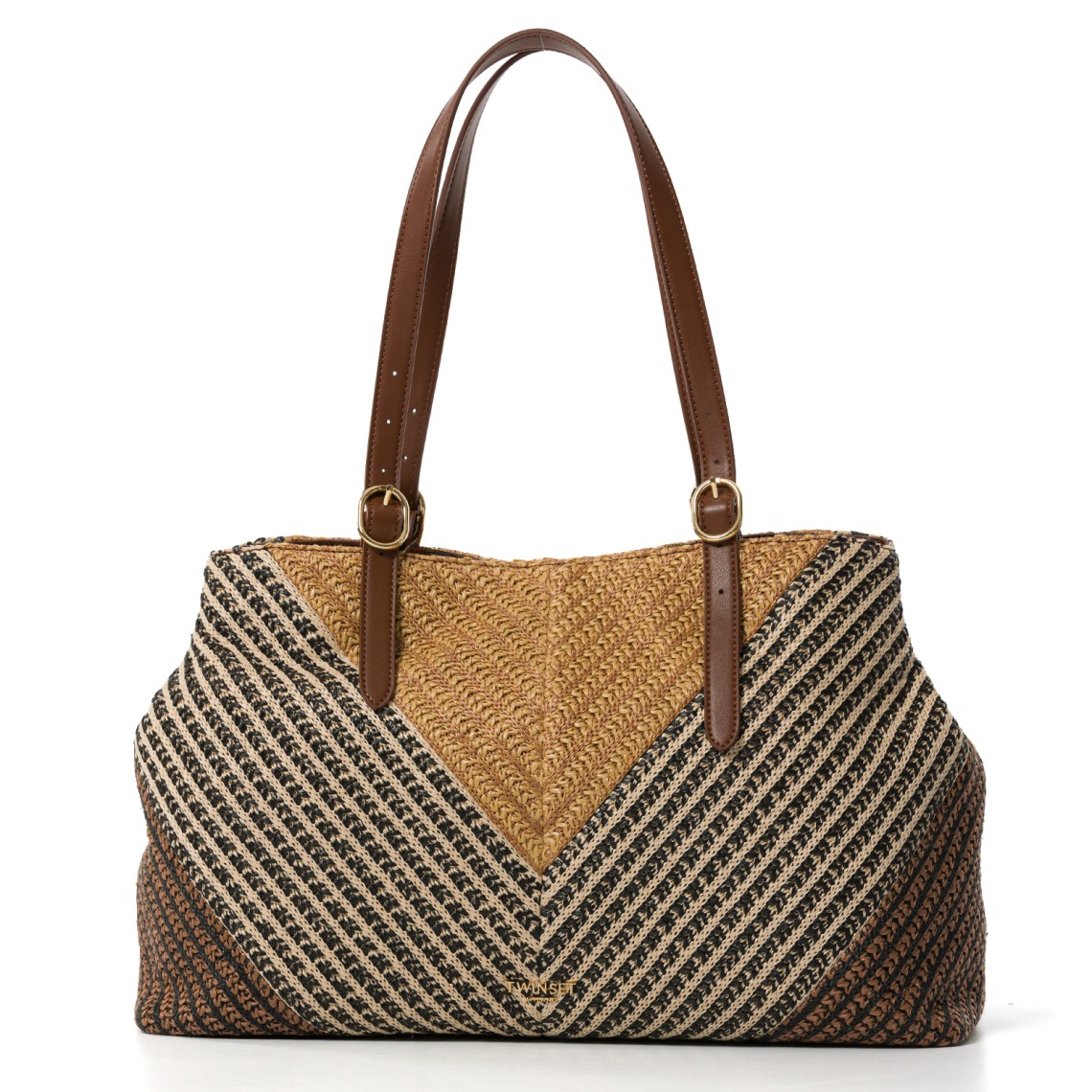 Borsa a spalla in tessuto intrecciato Twinset