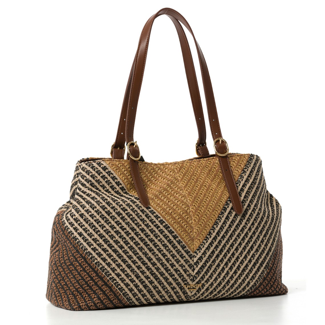 Borsa a spalla in tessuto intrecciato Twinset