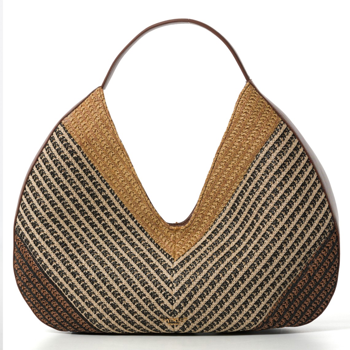 Borsa hobo jacquard in rafia Twinset