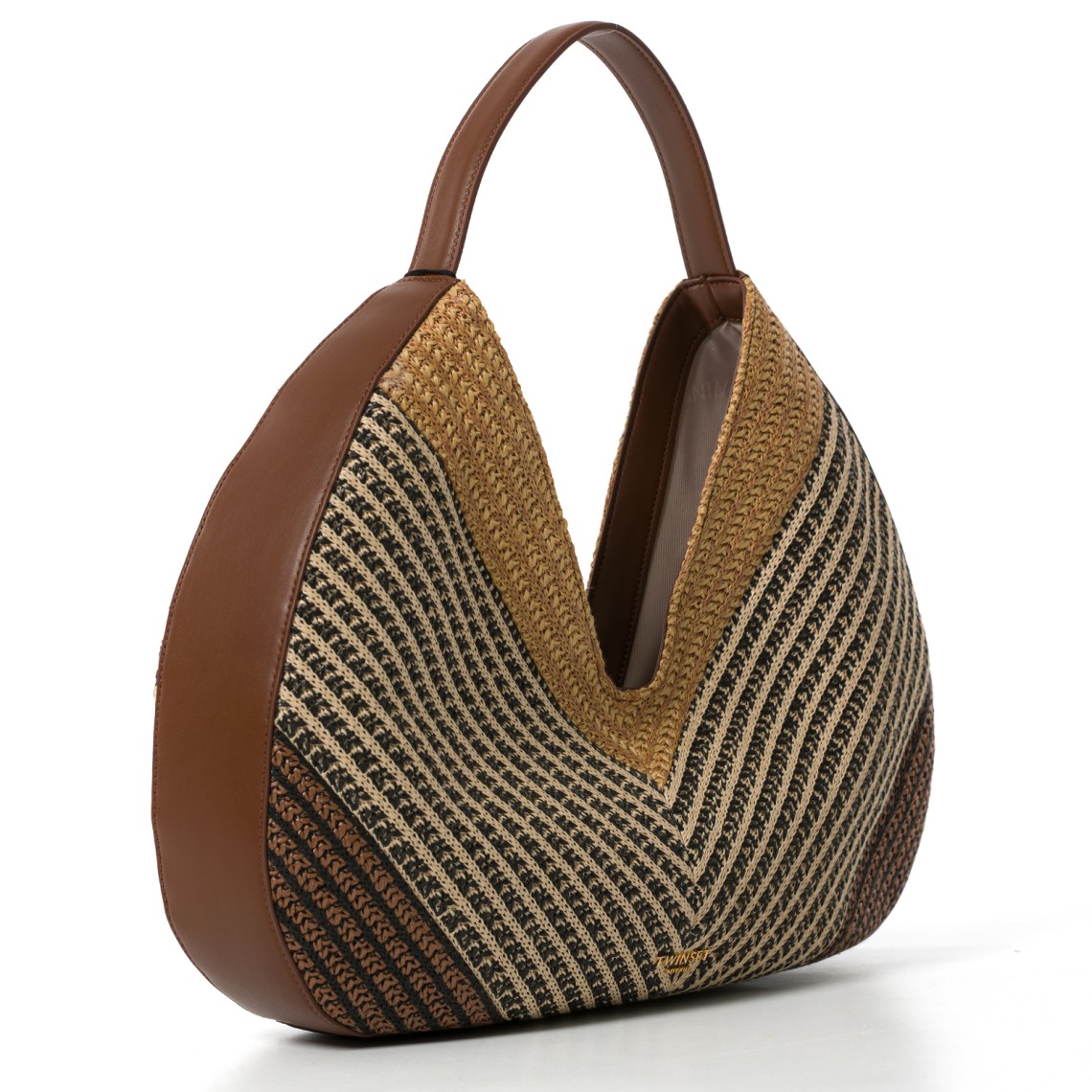 Borsa hobo jacquard in rafia Twinset