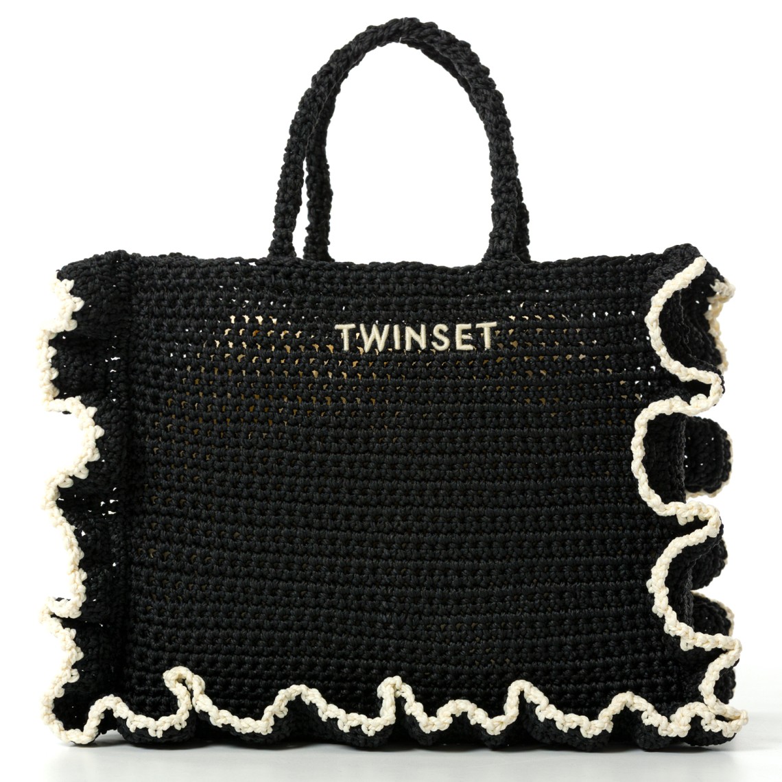 Borsa shopper crochet con balze Twinset