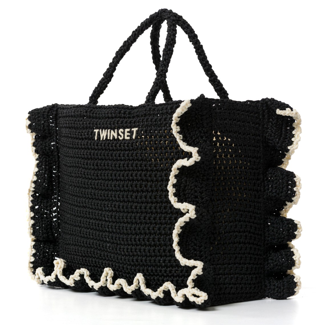 Borsa shopper crochet con balze Twinset