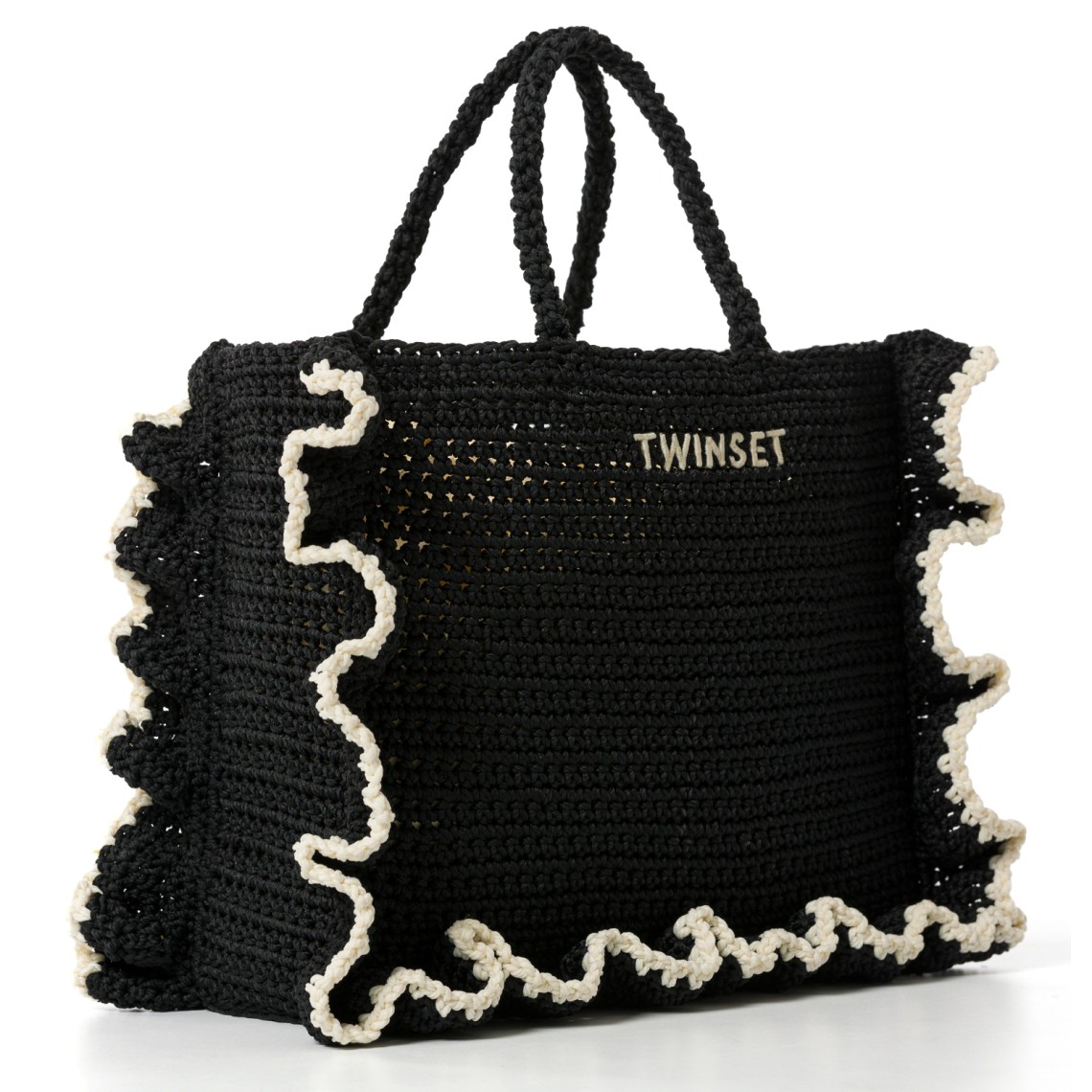 Borsa shopper crochet con balze Twinset