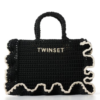 Borsa a tracolla crochet con balze Twinset