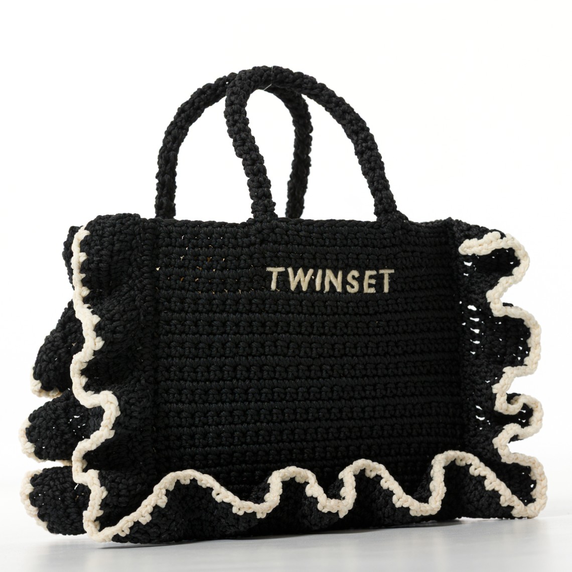 Borsa a tracolla crochet con balze Twinset