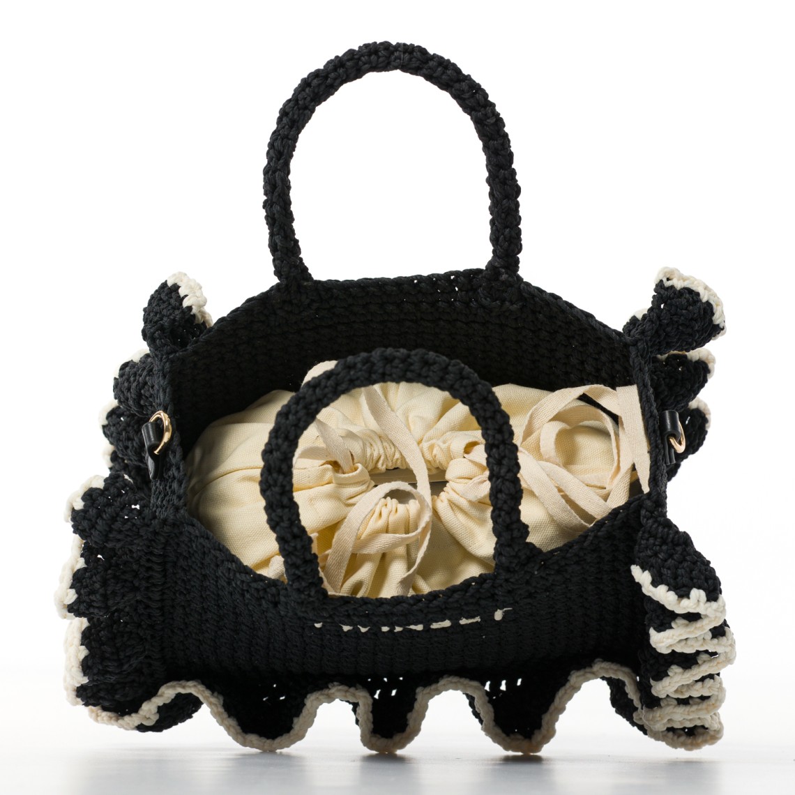 Borsa a tracolla crochet con balze Twinset