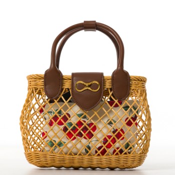 Borsa a tracolla in vimini con pochette Twinset