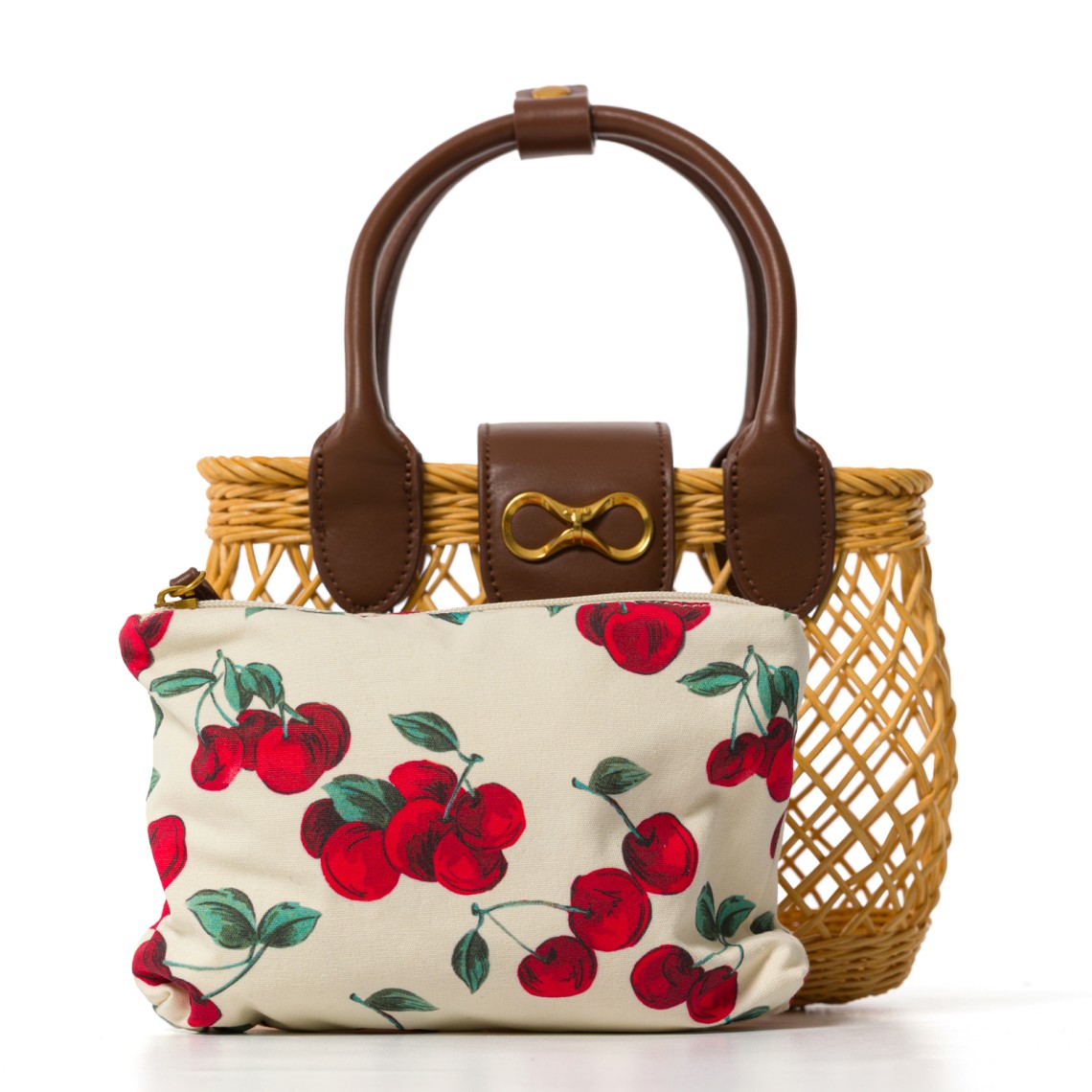 Borsa a tracolla in vimini con pochette Twinset