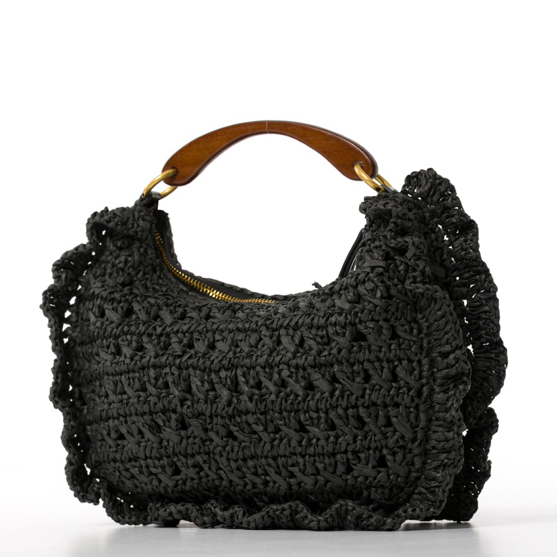 Borsa ‘Croissant’ in rafia crochet con ciliegie Twinset