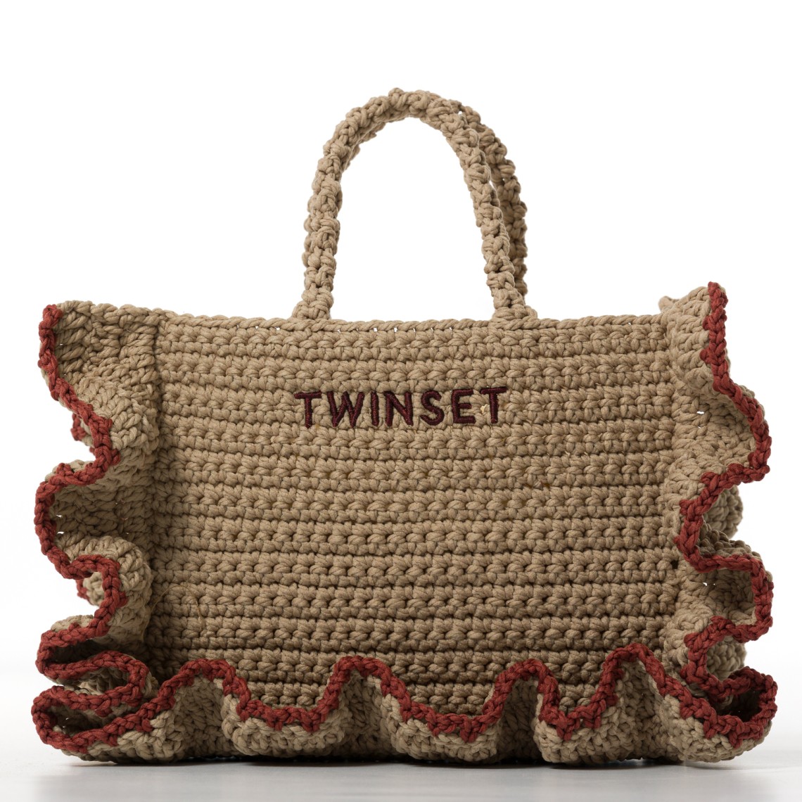 Borsa a tracolla crochet con balze Twinset