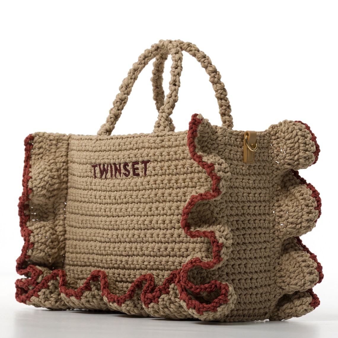 Borsa a tracolla crochet con balze Twinset