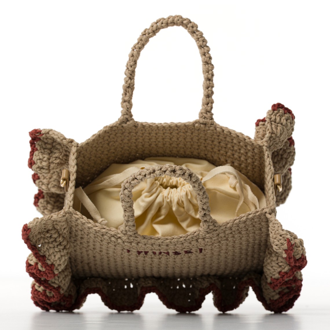 Borsa a tracolla crochet con balze Twinset