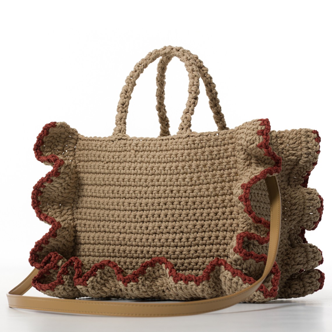 Borsa a tracolla crochet con balze Twinset
