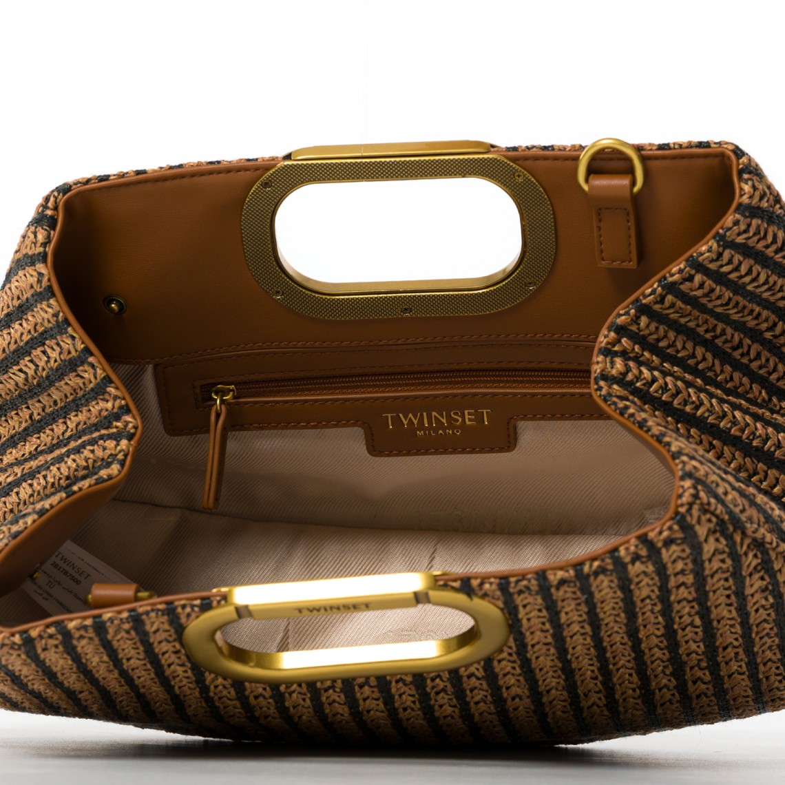 Maxi clutch in paglia jacquard Twinset