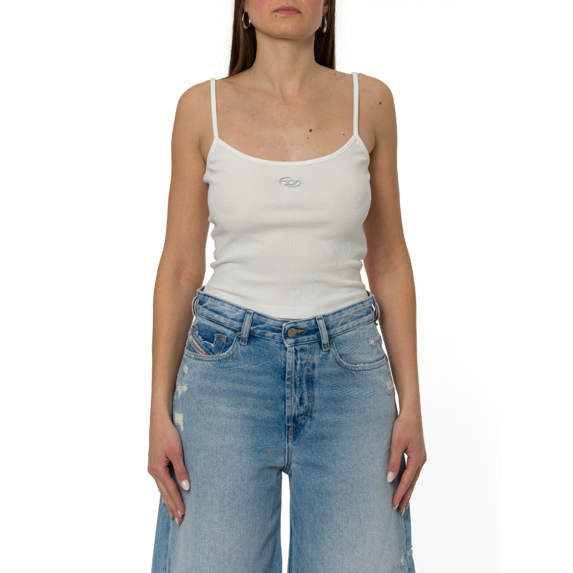 Top a costine con Oval D metallizzato Diesel