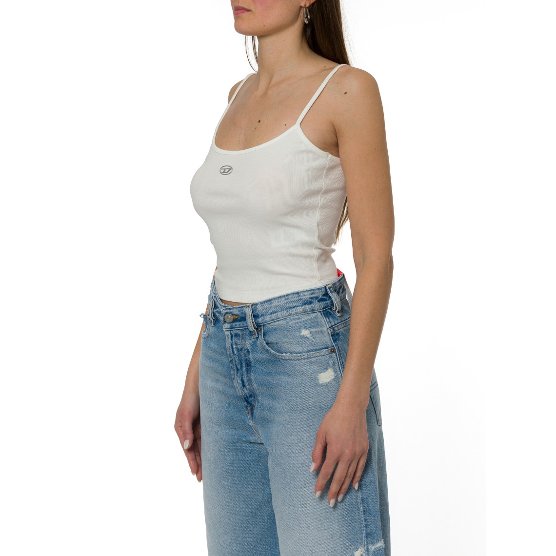 Top a costine con Oval D metallizzato Diesel