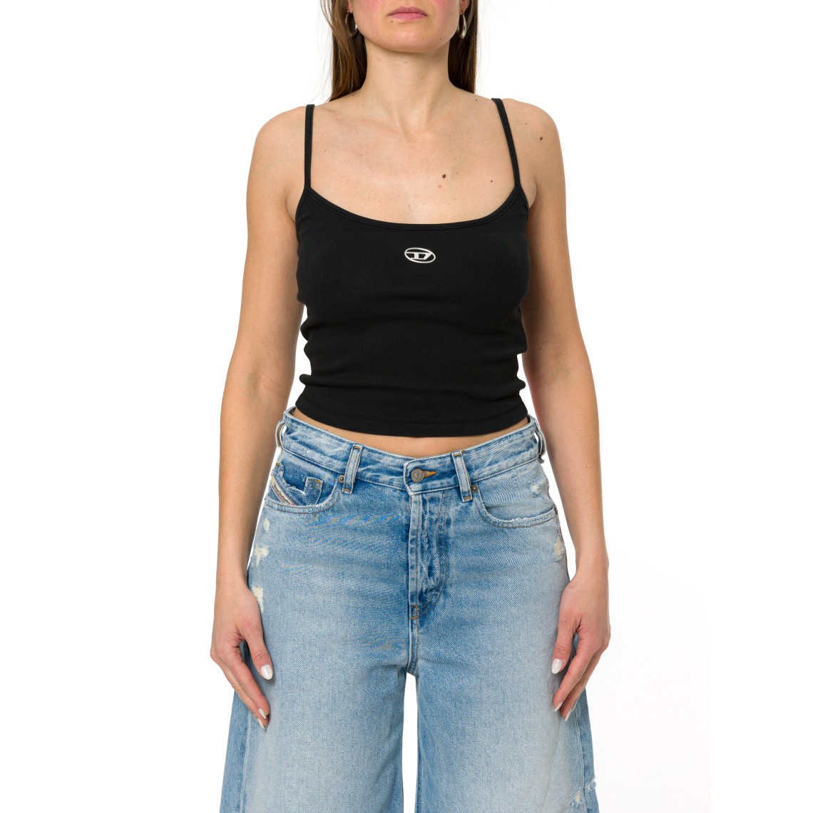 Top a costine con Oval D metallizzato Diesel