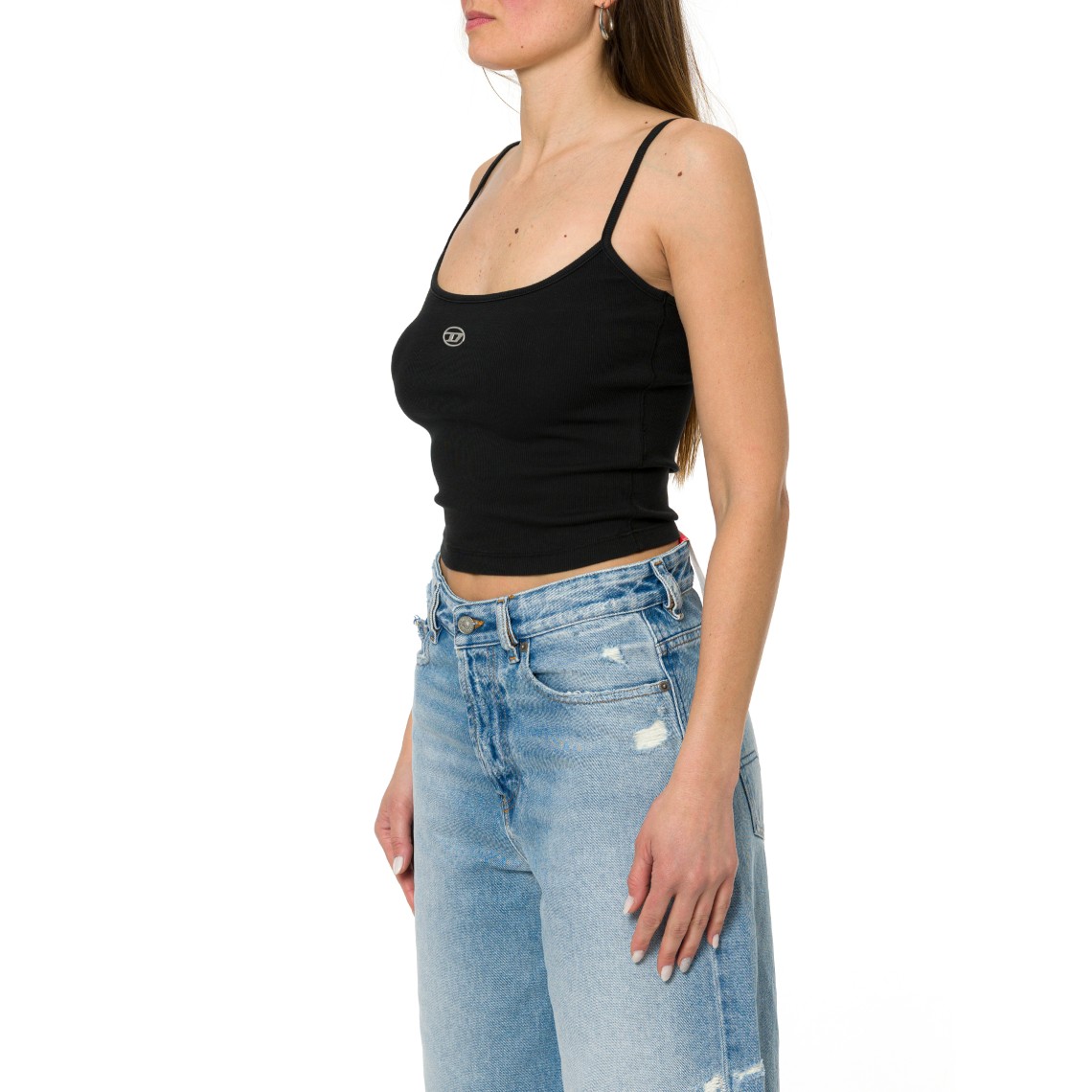 Top a costine con Oval D metallizzato Diesel