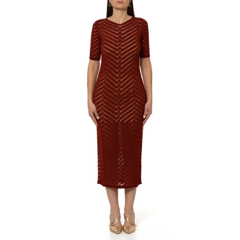 Abito lungo in maglia chevron Twinset