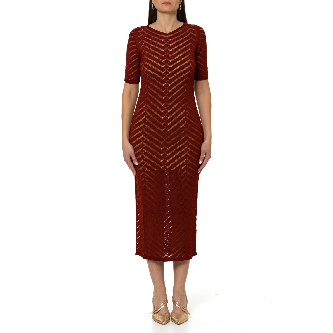 Abito lungo in maglia chevron Twinset