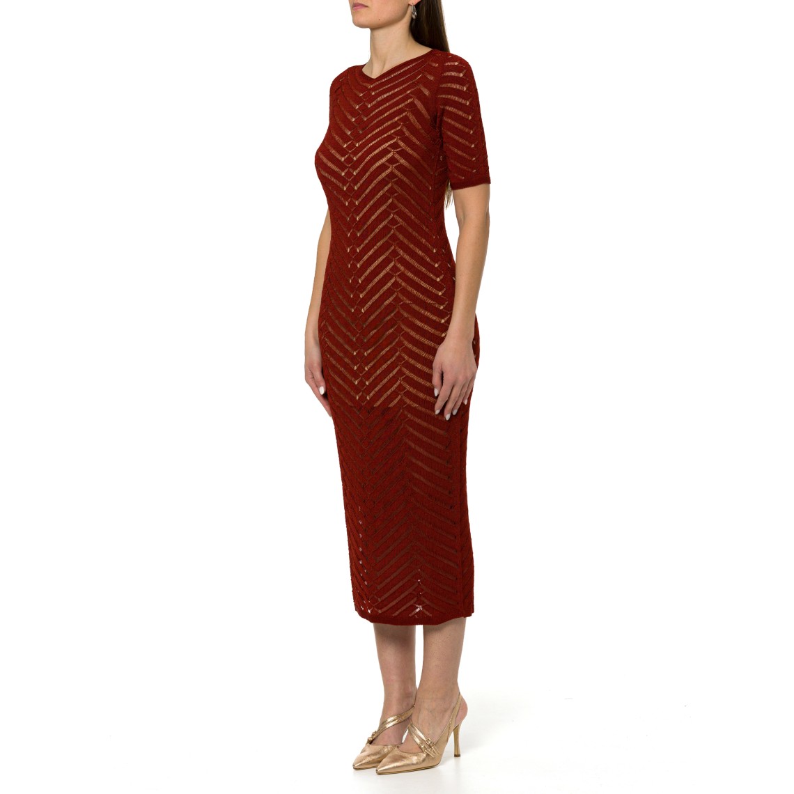 Abito lungo in maglia chevron Twinset