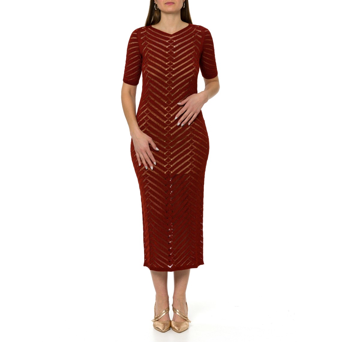 Abito lungo in maglia chevron Twinset