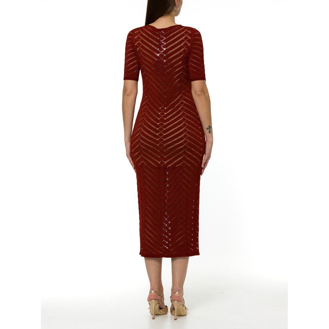 Abito lungo in maglia chevron Twinset