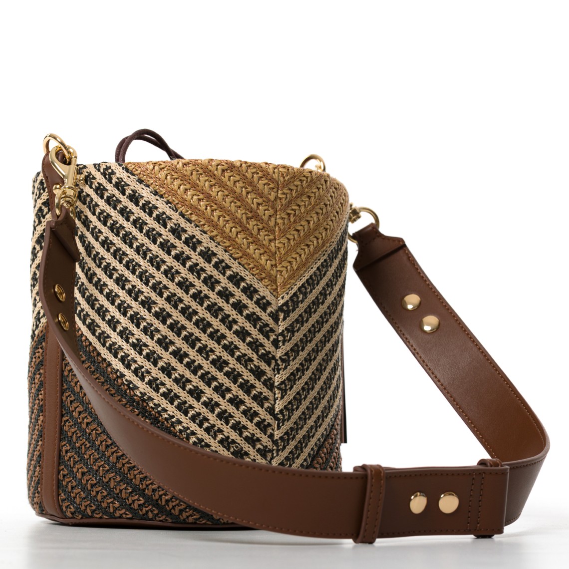 Borsa a secchiello jacquard in rafia Twinset