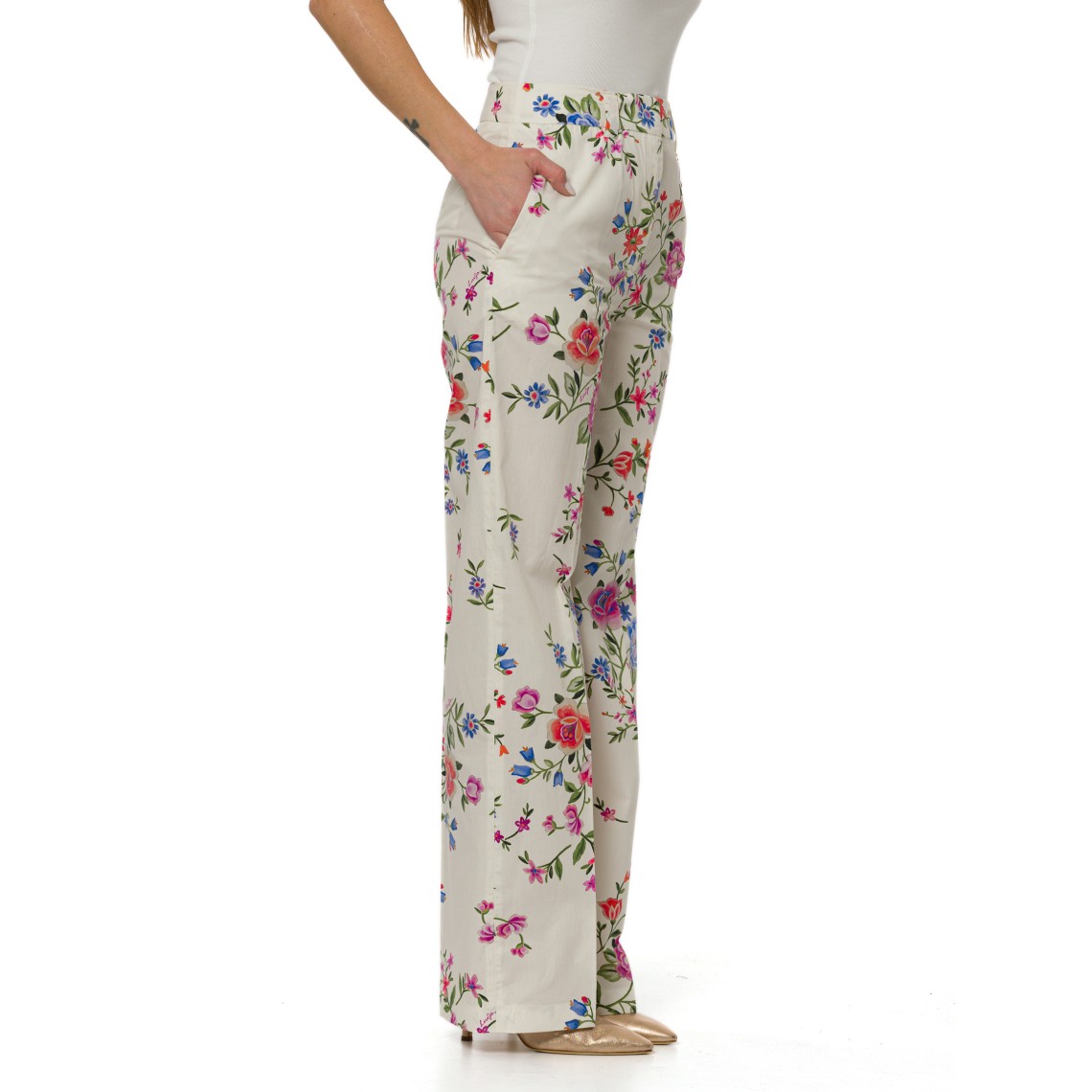 Pantaloni straight a fiori Liu Jo