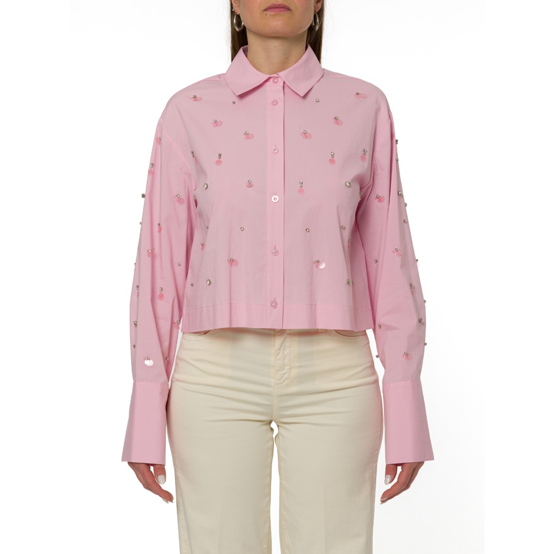 Camicia boxy con ricami gioiello Liu Jo